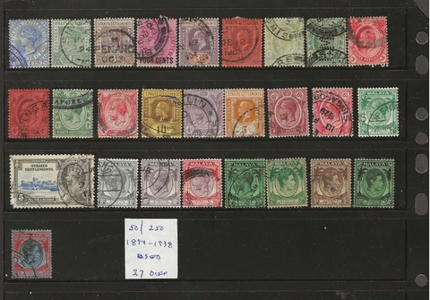 STRAITS SETTLEMENTS...Sc #50/250...Used...1894/1938...27 Different Cover