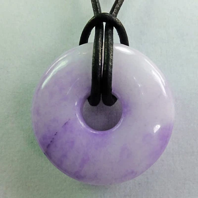 Collar de cordón de cuero rosquilla piedra mediano lavanda teñido cuarzo nieve 1 3/8" #9 Foto 1 de 3