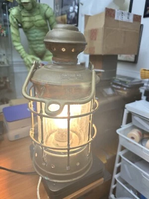 Lámpara náutica vintage de latón cobre de 14 pulgadas con luz funcionando Foto 1 de 4