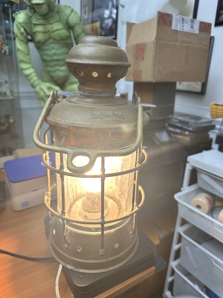 Lámpara náutica vintage de latón cobre de 14 pulgadas con luz funcionando Foto 1 de 4