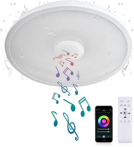 Smart Waterproof LED Ceiling Light Fixture,11 Inch 18W,With Bluetooth Speaker,Rg - Picture 1 of 12