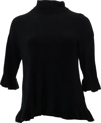 Suéter DG2 Diane Gilman Lux Touch Raglán con Volantes Slv NEGRO 3X NUEVO SIN ETIQUETAS (419) Foto 1 de 4