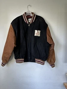 Giacca Letterman Vintage Topolino Disney Store Ricamata Varsity Pelle Tg L - Foto 1 di 9
