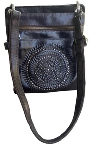 Bolso Bandolera Patricia Nash Francesca Cuero Marrón Oscuro Tooled Repujado - Imagen 1 de 15