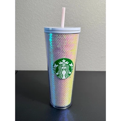 Starbucks 2020 Holiday White Iridescent Sequin Tumbler Venti 24oz Cold Cup - Image 1 of 4