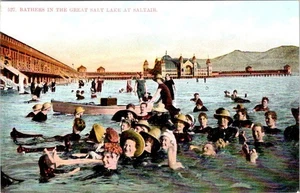 Great Salt Lake, UT Utah  BATHERS At SALTAIR PAVILION Swimmers ca1910's Postcard - Picture 1 of 2