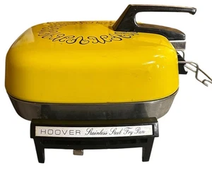 Vintage Hoover Fry Pan Electric Square Lid Skillet Groovy Yellow WORKS - Picture 1 of 9