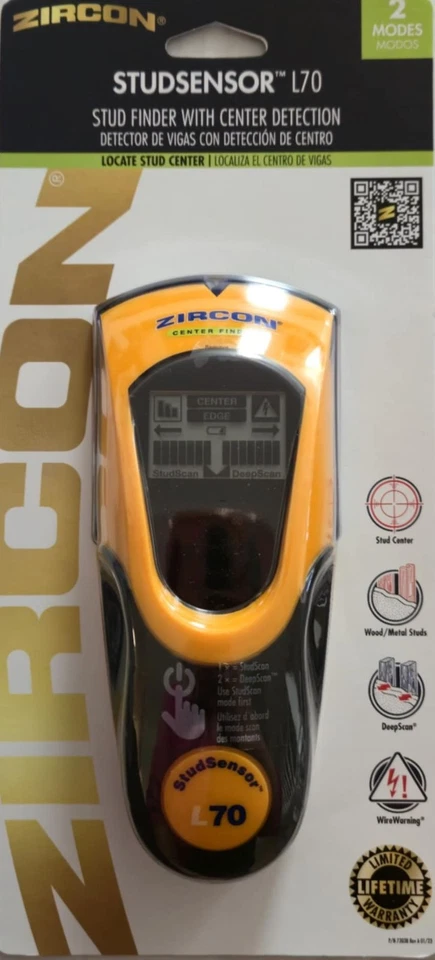 Zircon StudSensor L70 OneStep Stud Finder with Center Detection 2 Modes NEW - Image 1 of 3