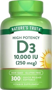 Vitamin D3 10000 IU Softgels | 300 Count | Non-GMO | by Nature's Truth - Picture 1 of 7