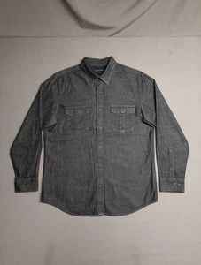 Banana Republic Denim Shirt Men’s Large Charcoal Long Sleeve Workwear Casual EUC - Picture 1 of 10