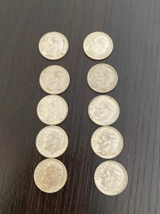 ROOSEVELT DIMES 10 COINS - 1960 to 1964 & 1960-D to 1964-D - XF(Extremely Fine) - Picture 1 of 2