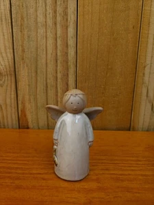 Vintage Glazed Pottery Rustic Angel Figurine - Picture 1 of 11