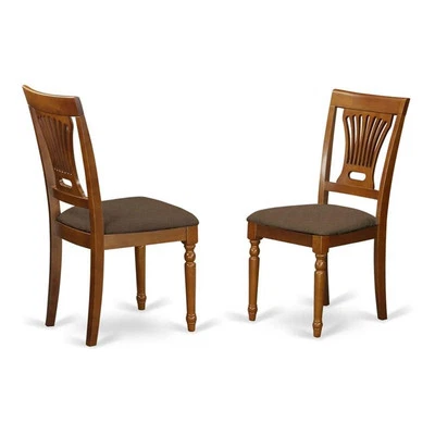 East West Furniture Plainville 37" Fabric Dining Chairs in Brown (Set of 2) - Image 1 of 3