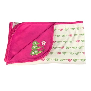 Manta de seguridad vintage Gymboree rosa verde bonita tortuga bebé niña 100 % algodón - Imagen 1 de 14