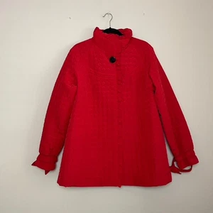 Betsey Johnson Rosso Trapuntato Snap Front Rose Puffer Jacket Vacanze Donna Tg L  - Foto 1 di 10