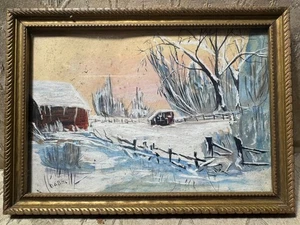 Antikes D.O Potts "Winterlandschaftsszene" Aquarell Gemälde #1 - signiert/gerahmt - Bild 1 von 14