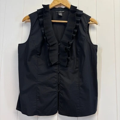 Blusa Top Y2K Willi Smith Para Mujer Caprichosa Volantes Frontales Abotonados Talla L Vamp Foto 1 de 4