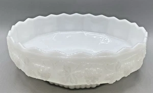 Vtg Anchor Hocking Fire King Milk Glass Grape Vine Pedestal 10"Centerpiece Bowl - Picture 1 of 8