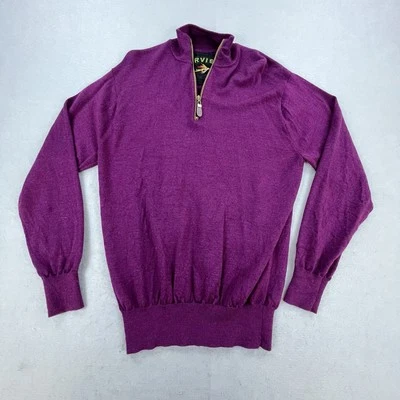 Suéter de Lana Merino Orvis Para Hombre Medio Púrpura 1/4 Cremallera Tejido Pullover Foto 1 de 4