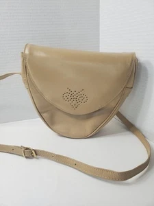 Woodward Tan Leather Small Crossbody Shoulder Handbag Purse Vtg Made In Italy - Picture 1 of 7