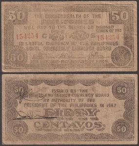 Philippines - WWII - Bohol, 50 Centavos, 1942, VF+++, P-S134 - Bild 1 von 1