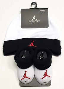 Nike Jordan Infant Baby Beanie Hat Booties Set Black/White Newborn 0-6m NWT - Picture 1 of 1