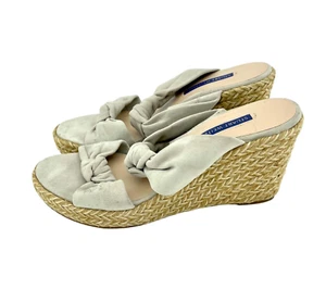 Stuart Weitzman Wedge Sandal Espadrille Light Grey Slides SZ 7 New $395 SH18 - Picture 1 of 11