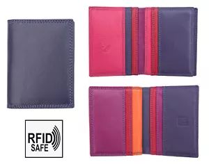 RFID Blocking London Purple Leather Multi Colour Credit Card Holder Wallet Boxed - Picture 1 of 7