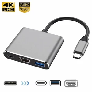 3 In 1 Usb-C Usb Hub Male To Female Hdmi-Compatible 4k Usb 3.1 Type-C To Usb 3.0 - Photo 1/11