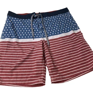 Mossimo patriotic American flag swim trunks board shorts Mens size 38 Patriot - Picture 1 of 8