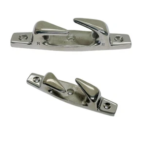 4-1/2" Stainless Steel Boat Angled Right Deck Dock Mooring Rope Cleat Chock 2 Pc - Picture 1 of 8