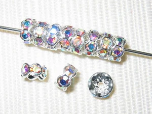 Sale! 100 Swarovski Rondelles 6mm Silver/Crystal AB - SR603 - Picture 1 of 1