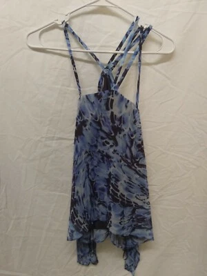 JENNIFER LOPEZ Azul Tirantes Top-Lados Drapeados y Lentejuelas-XS-¡Forrado! ¡Muy único! Foto 1 de 4