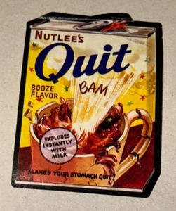 Wacky Packages Nutlee's Quit Milk Topps Vintage 1973 Used Parody Sticker - Imagen 1 de 2