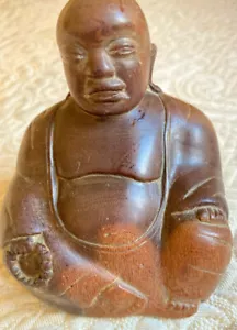 Antiguo De Buda Sentado Madera Tallado 7.6cm x India Alrededor 1962 1/0.9kg USA - Picture 1 of 5