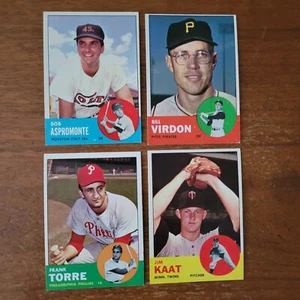 1963 Topps 4 Baseball Card Lot Jim Kaat, Aspromonte, Virdon, Torre SHARP Cards - Picture 1 of 12