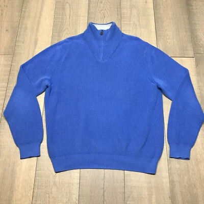 346 Brooks Brothers 1/4 Zip Sweater Mens Size XL Blue Preppy Golf Quarter Zip - Image 1 of 4