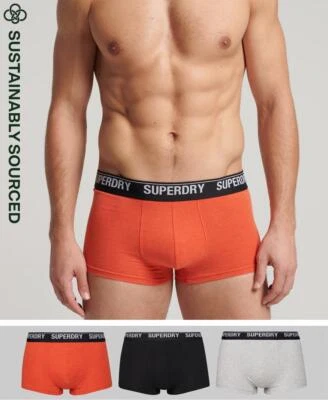 Superdry Organic Cotton Trunk Triple Pack Grey/Black/Orange