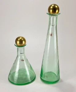 Bottiglie profumo vintage Murano Carlo Moretti vetro verde vorticoso firmato Italia brilla - Foto 1 di 23