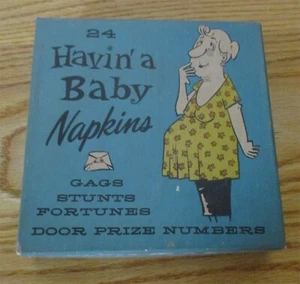 1959 Novelty Havin' a Baby Napkins Party Gags - Picture 1 of 2