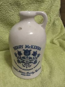 Vintage Henry McKenna Sour Mash Bourbon Whiskey Stoneware Jug 4/5ths Quart Empty - Picture 1 of 10