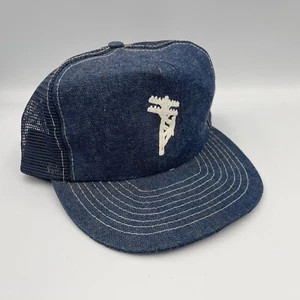 True Vintage 70s Lineman SnapBack Hat Blue Mesh Trucker Chore Electrical Work - Picture 1 of 10