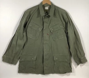 Cappotto vintage epoca Vietnam esercito militare USA OG-107 tasca inclinata strappo taglia M - Foto 1 di 11