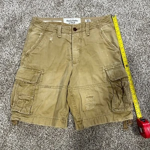 VTG Y2K Abercrombie Fitch Cargo Shorts Mens 36 Brown Baggy Distress Paratrooper - Picture 1 of 8