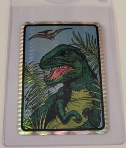 TYRANNOSAURUS T-REX Dinosaur 1990's PRISMATIC Prism VENDING MACHINE STICKER CARD - Picture 1 of 3