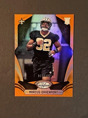 2018 Certified Orange Foil Marcus Davenport #d /225 Rookie RC PWE Saints #157 - Image 1 of 3