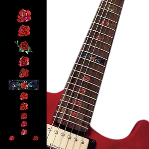 Inlay Sticker Fret Markers for Guitars & Bass - Roses - Abalone Red - Picture 1 of 12