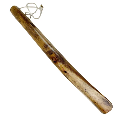 Vintage Hand Carved Wooden Shoe Horn Primitive Rustic Wood Accessory 14” Long - Image 1 of 4