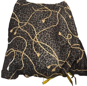 Silkland Skirt Womens 16 Flared Sheer Layered Silk Cheetah Leopard Dark Academia - Picture 1 of 6