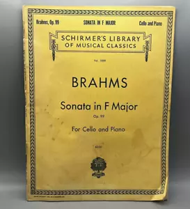 Brahms Sonata In F Minor For Cello and Piano Schirmer's Library of Musical Class - Picture 1 of 2